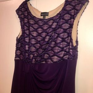 Purple Sequin Lace Sleeveless Long Dress